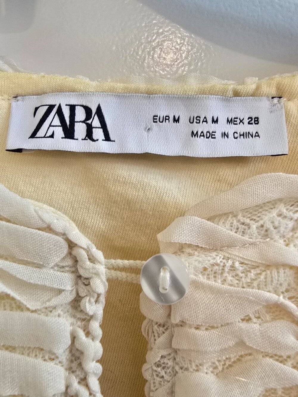 Zara Structured Knit Cardigan Jacket - Ecru - Lace & Fabric with Buttons - Picture 6 of 9